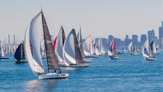 G'NET and Fargo lead the fleet at the 2026 Festival of Sails.