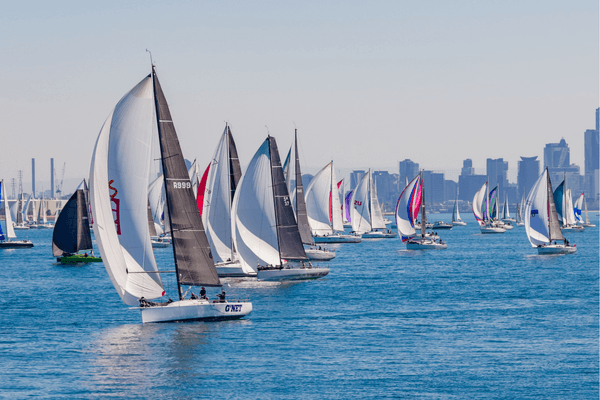 G'NET and Fargo lead the fleet at the 2026 Festival of Sails. 